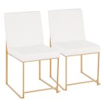 Fuji Gold White Velvet Contemporary High Back Dining Chairs (Set of 2) 26 Fuji Gold White Velvet Contemporary High Back Dining Chairs (Set of 2)