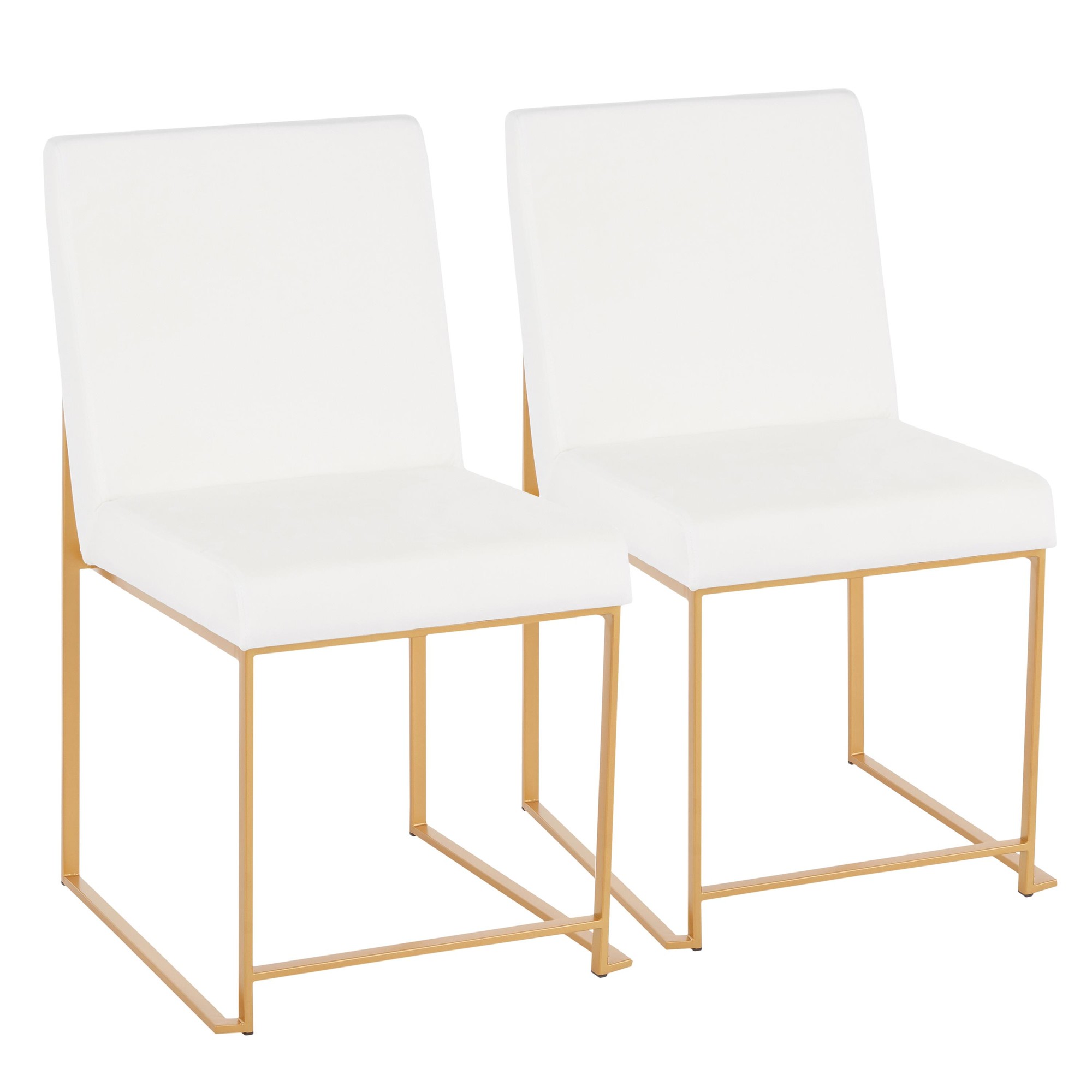 Fuji Gold White Velvet Contemporary High Back Dining Chairs (Set of 2) 9 Fuji Gold White Velvet Contemporary High Back Dining Chairs (Set of 2) - Image 9