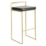 Fuji Gold and Black Faux Leather Contemporary Barstools (Set of 2) 16 Fuji Gold and Black Faux Leather Contemporary Barstools (Set of 2)