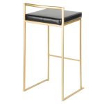 Fuji Gold and Black Faux Leather Contemporary Barstools (Set of 2) 19 Fuji Gold and Black Faux Leather Contemporary Barstools (Set of 2)