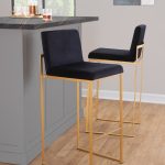 Fuji Gold and Black Velvet Contemporary High Back Barstool (Set of 2) 13 Fuji Gold and Black Velvet Contemporary High Back Barstool (Set of 2)