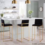 Fuji Gold and Black Velvet Contemporary High Back Barstool (Set of 2) 12 Fuji Gold and Black Velvet Contemporary High Back Barstool (Set of 2)