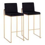 Fuji Gold and Black Velvet Contemporary High Back Barstool (Set of 2) 14 Fuji Gold and Black Velvet Contemporary High Back Barstool (Set of 2)