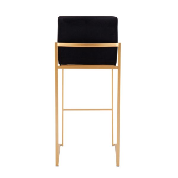 Fuji Gold and Black Velvet Contemporary High Back Barstool Set of 2 6
