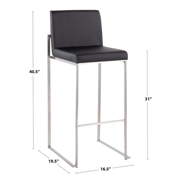 Fuji Gold and Black Velvet Contemporary High Back Barstool Set of 2 9