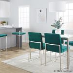 Fuji Green Velvet Stainless Steel Contemporary Dining Chairs (Set of 2) 14 Fuji Green Velvet Stainless Steel Contemporary Dining Chairs (Set of 2)