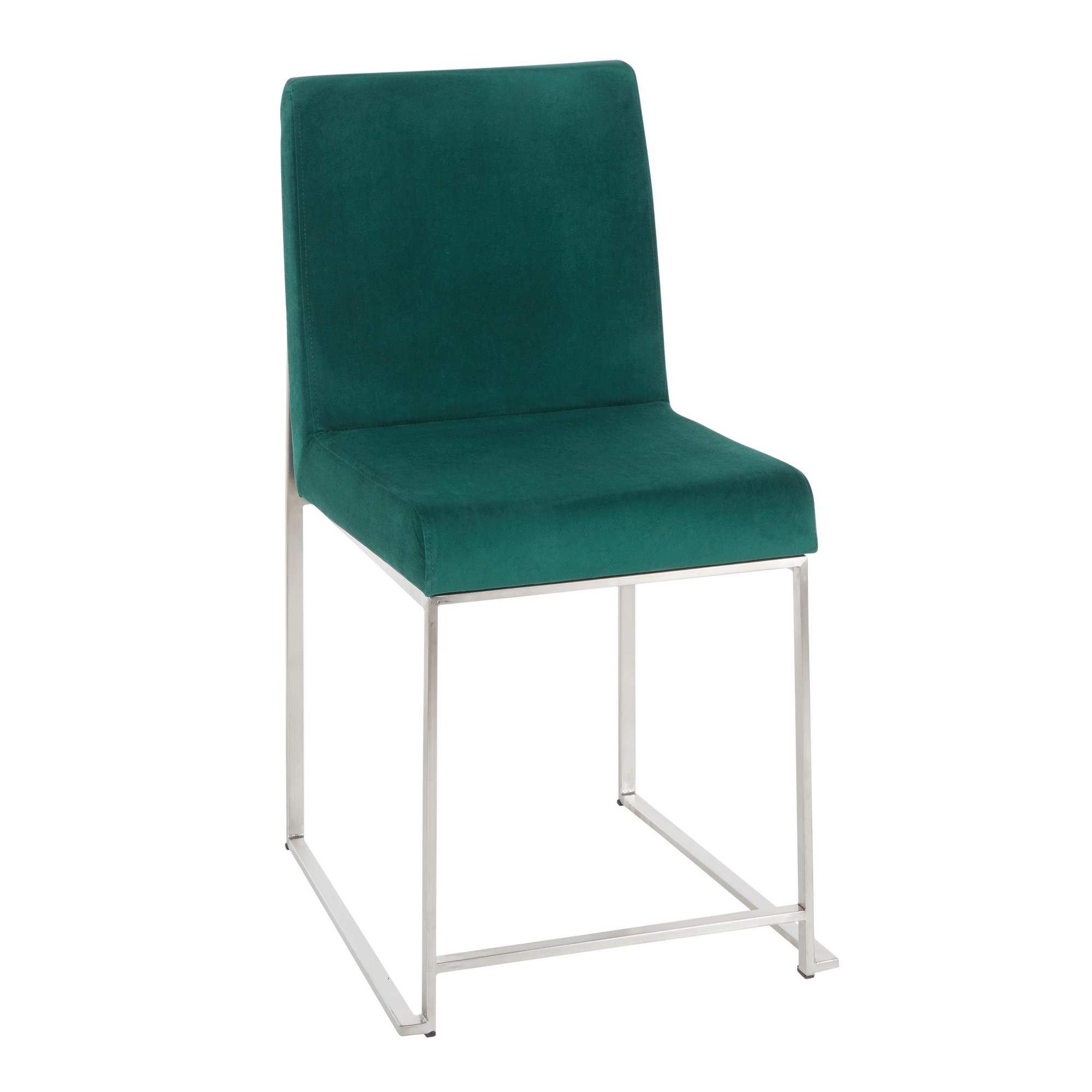 Fuji Green Velvet Stainless Steel Contemporary Dining Chairs (Set of 2) 5 Fuji Green Velvet Stainless Steel Contemporary Dining Chairs (Set of 2) - Image 5