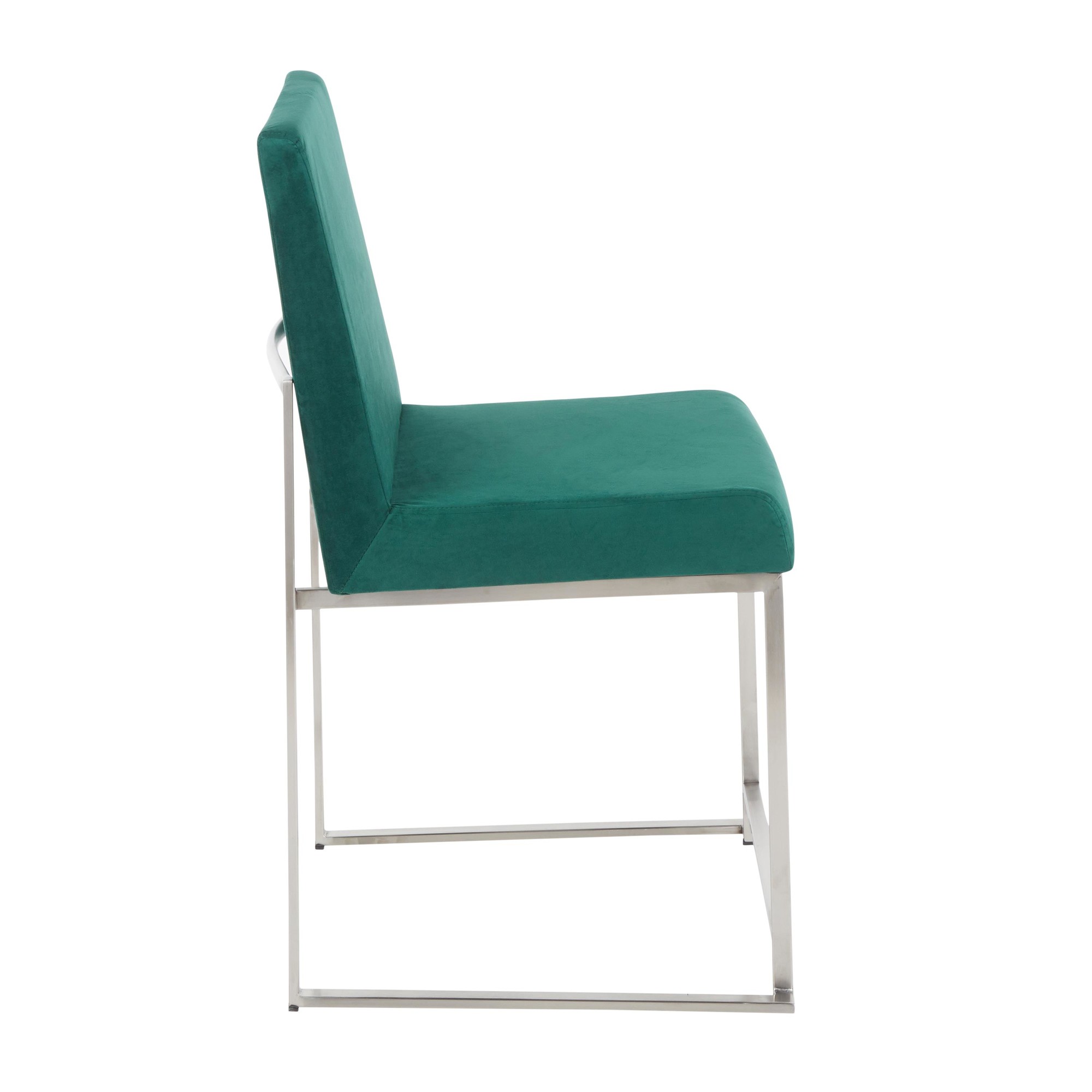 Fuji Green Velvet Stainless Steel Contemporary Dining Chairs (Set of 2) 6 Fuji Green Velvet Stainless Steel Contemporary Dining Chairs (Set of 2) - Image 6