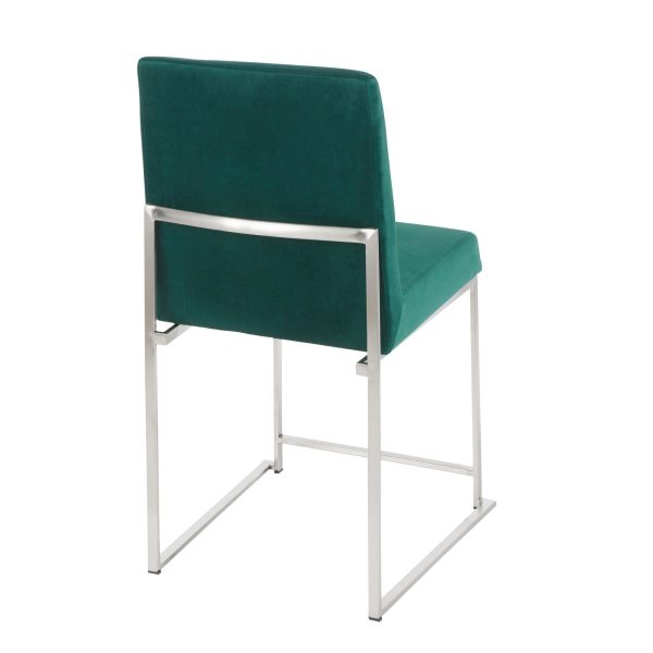 Fuji Green Velvet Stainless Steel Contemporary Dining Chairs Set of 2 6
