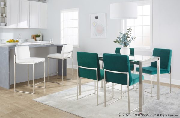 Fuji Green Velvet Stainless Steel Contemporary Dining Chairs Set of 2
