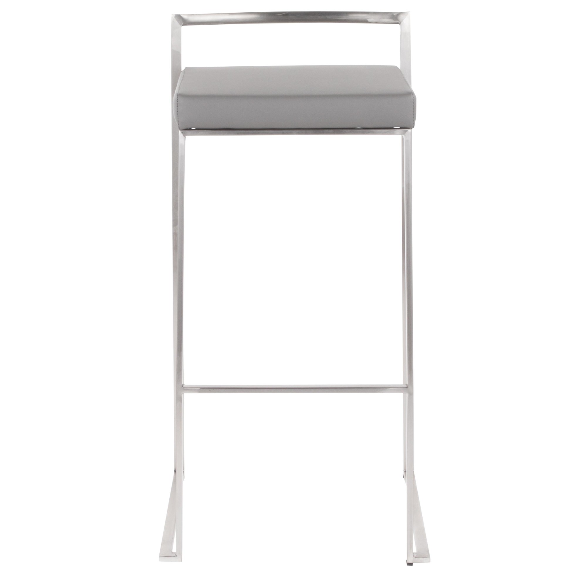 Fuji Grey Faux Leather Contemporary Stainless Steel Barstools (Set of 2) 10 Fuji Grey Faux Leather Contemporary Stainless Steel Barstools (Set of 2) - Image 10