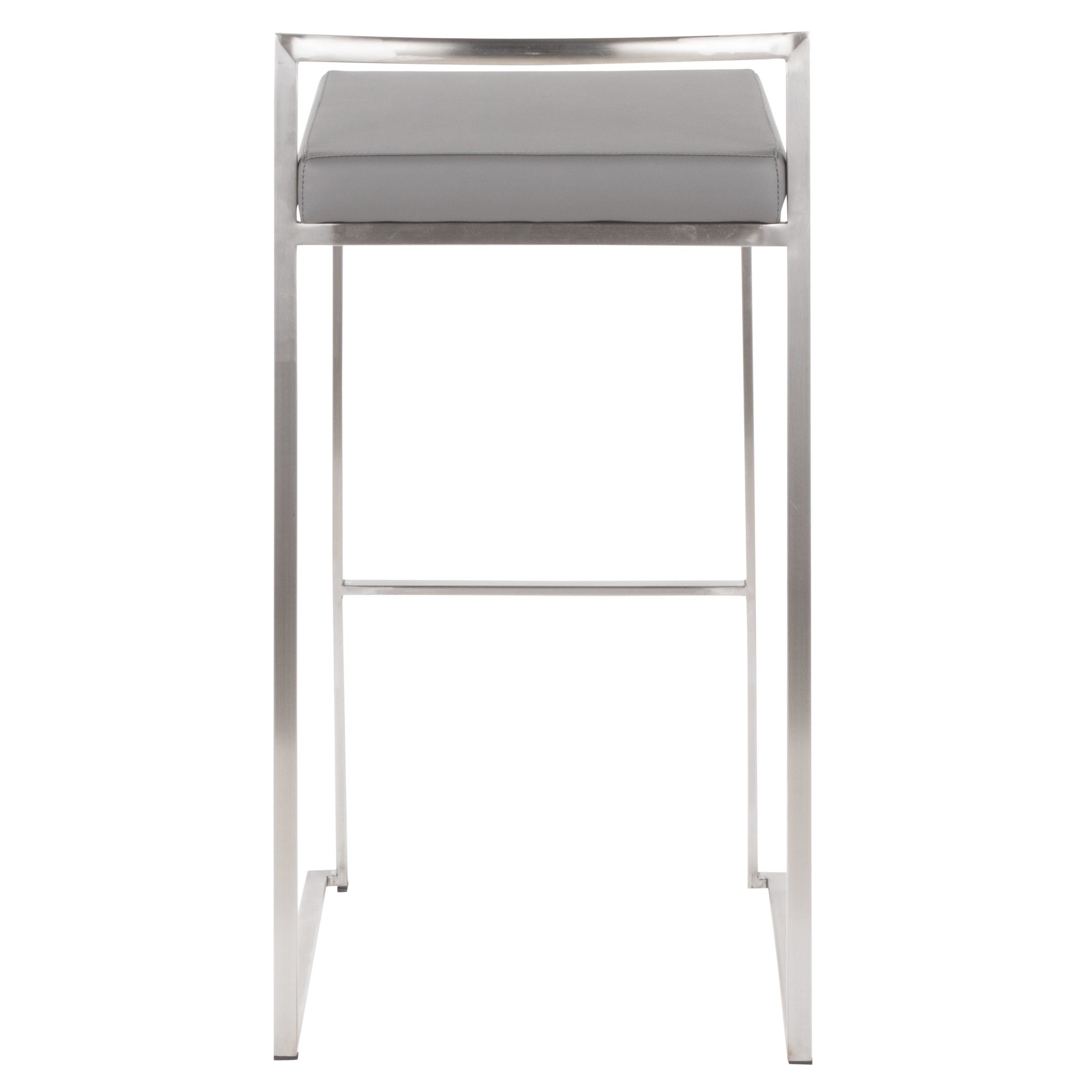 Fuji Grey Faux Leather Contemporary Stainless Steel Barstools (Set of 2) 9 Fuji Grey Faux Leather Contemporary Stainless Steel Barstools (Set of 2) - Image 9