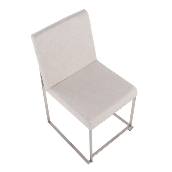 Fuji High Back Beige Fabric Contemporary Dining Chairs Set of 2 10