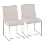 Fuji High Back Beige Fabric Contemporary Dining Chairs (Set of 2) 18 Fuji High Back Beige Fabric Contemporary Dining Chairs (Set of 2)