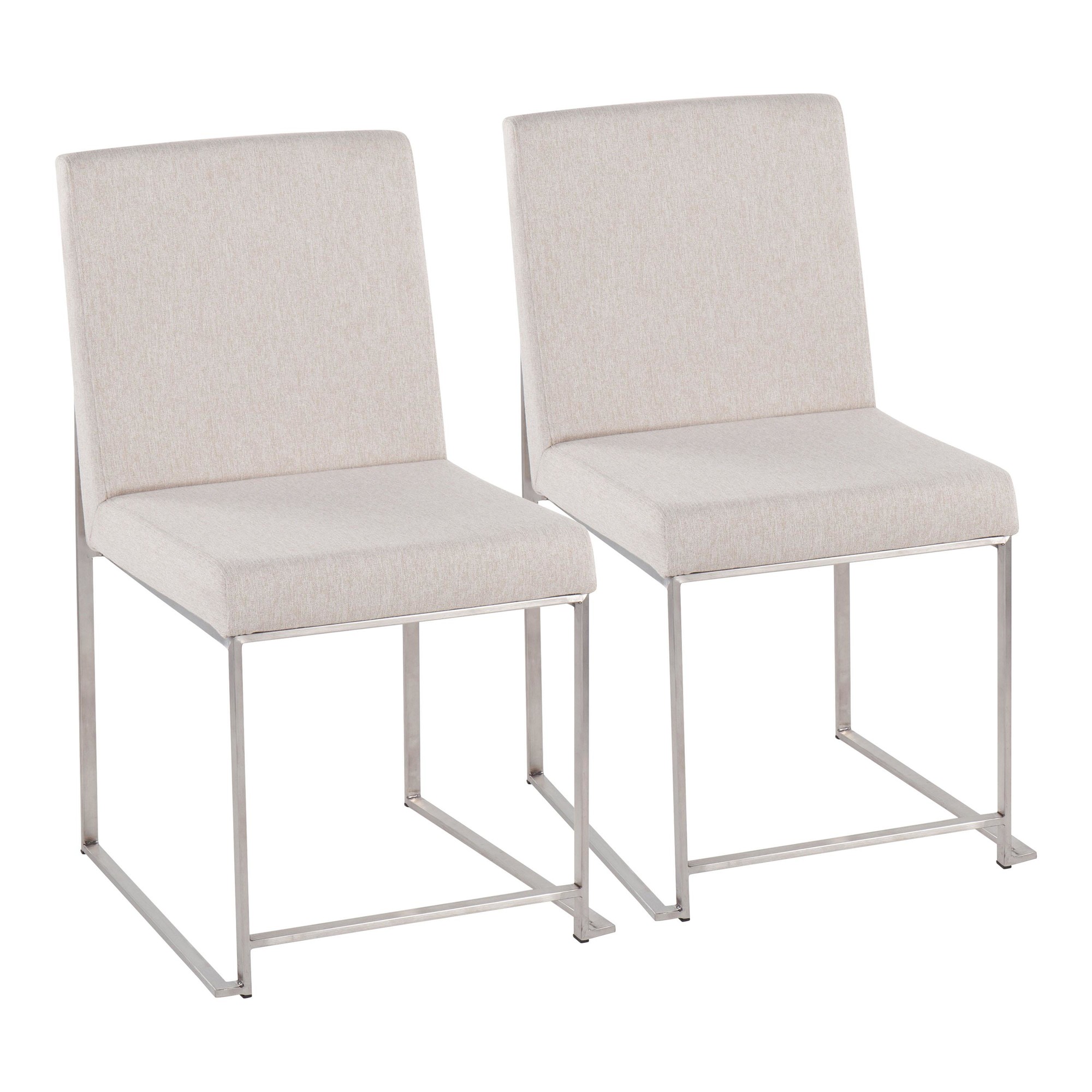 Fuji High Back Beige Fabric Contemporary Dining Chairs (Set of 2) 5 Fuji High Back Beige Fabric Contemporary Dining Chairs (Set of 2) - Image 5
