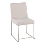 Fuji High Back Beige Fabric Contemporary Dining Chairs (Set of 2) 19 Fuji High Back Beige Fabric Contemporary Dining Chairs (Set of 2)