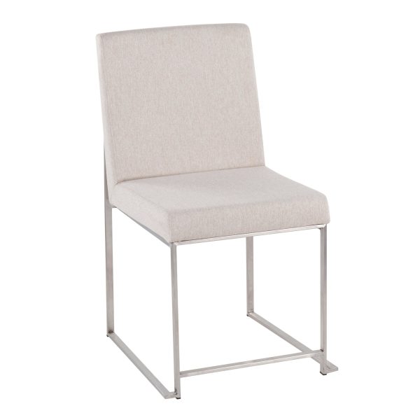Fuji High Back Beige Fabric Contemporary Dining Chairs Set of 2 5