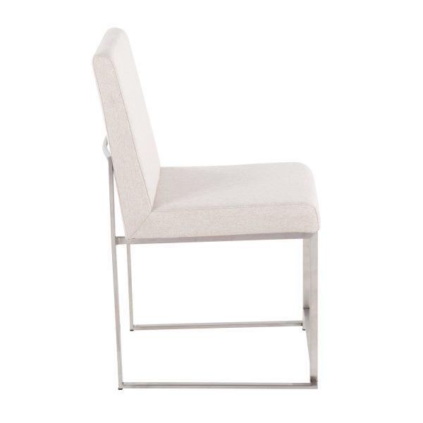 Fuji High Back Beige Fabric Contemporary Dining Chairs Set of 2 6