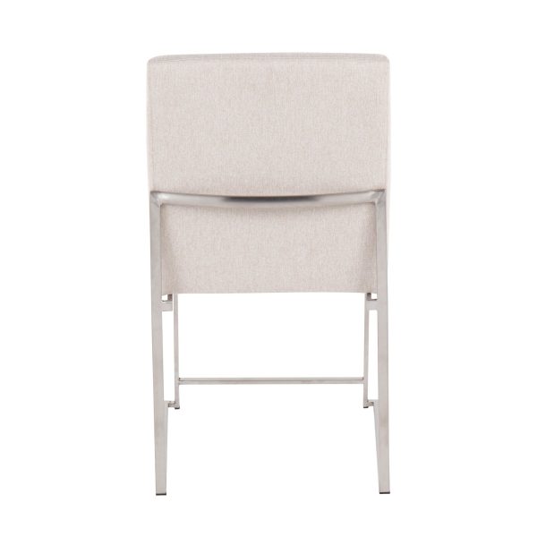 Fuji High Back Beige Fabric Contemporary Dining Chairs Set of 2 8