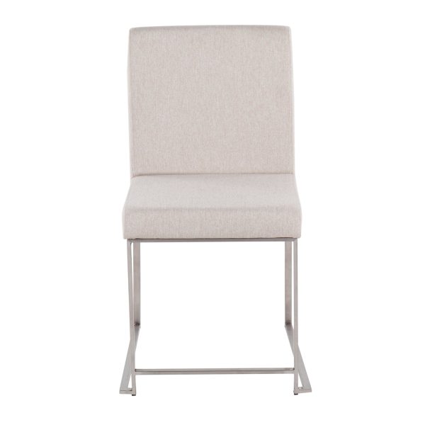 Fuji High Back Beige Fabric Contemporary Dining Chairs Set of 2 9