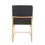 Fuji High Back Black Faux Leather Gold Contemporary Dining Chairs (Set of 2) 25 Fuji High Back Black Faux Leather Gold Contemporary Dining Chairs (Set of 2)