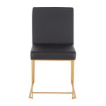 Fuji High Back Black Faux Leather Gold Contemporary Dining Chairs (Set of 2) 26 Fuji High Back Black Faux Leather Gold Contemporary Dining Chairs (Set of 2)