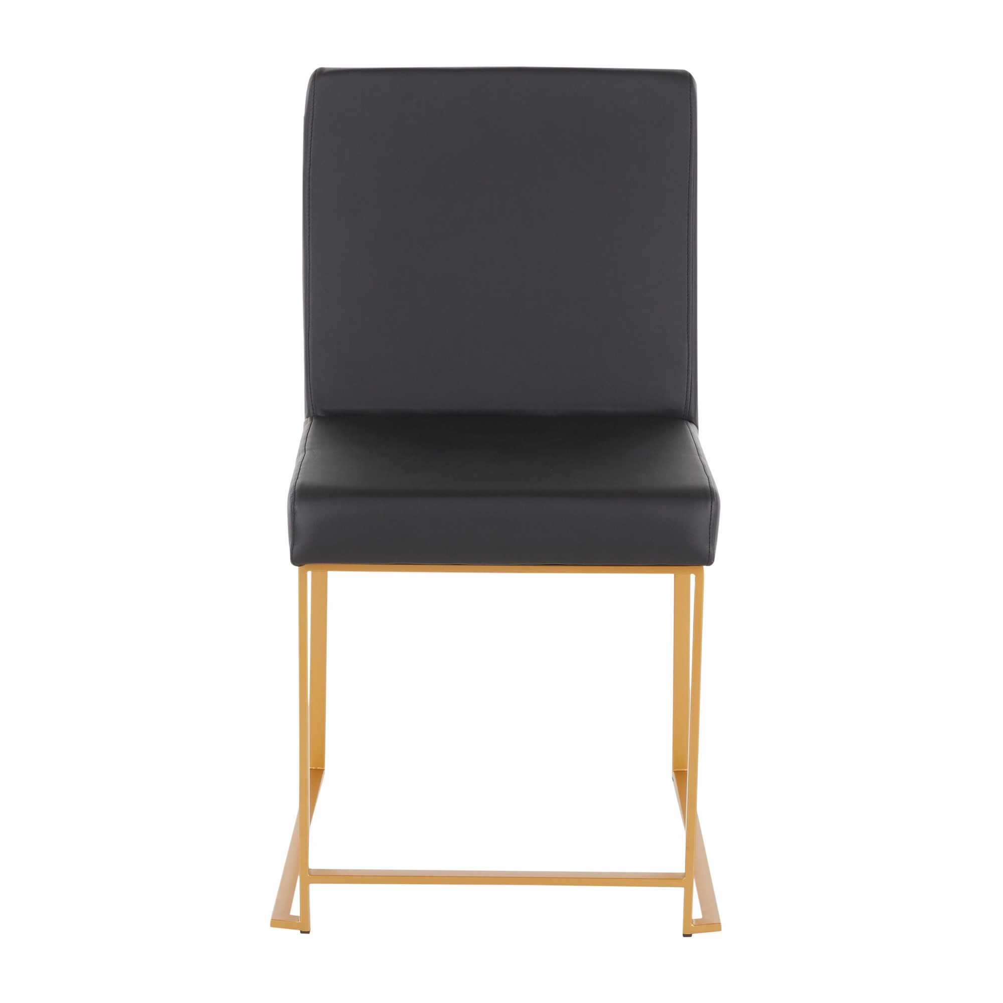 Fuji High Back Black Faux Leather Gold Contemporary Dining Chairs (Set of 2) 12 Fuji High Back Black Faux Leather Gold Contemporary Dining Chairs (Set of 2) - Image 12
