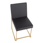 Fuji High Back Black Faux Leather Gold Contemporary Dining Chairs (Set of 2) 27 Fuji High Back Black Faux Leather Gold Contemporary Dining Chairs (Set of 2)