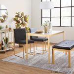Fuji High Back Black Faux Leather Gold Contemporary Dining Chairs (Set of 2) 17 Fuji High Back Black Faux Leather Gold Contemporary Dining Chairs (Set of 2)