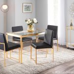 Fuji High Back Black Faux Leather Gold Contemporary Dining Chairs (Set of 2) 18 Fuji High Back Black Faux Leather Gold Contemporary Dining Chairs (Set of 2)