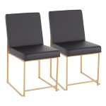 Fuji High Back Black Faux Leather Gold Contemporary Dining Chairs (Set of 2) 21 Fuji High Back Black Faux Leather Gold Contemporary Dining Chairs (Set of 2)