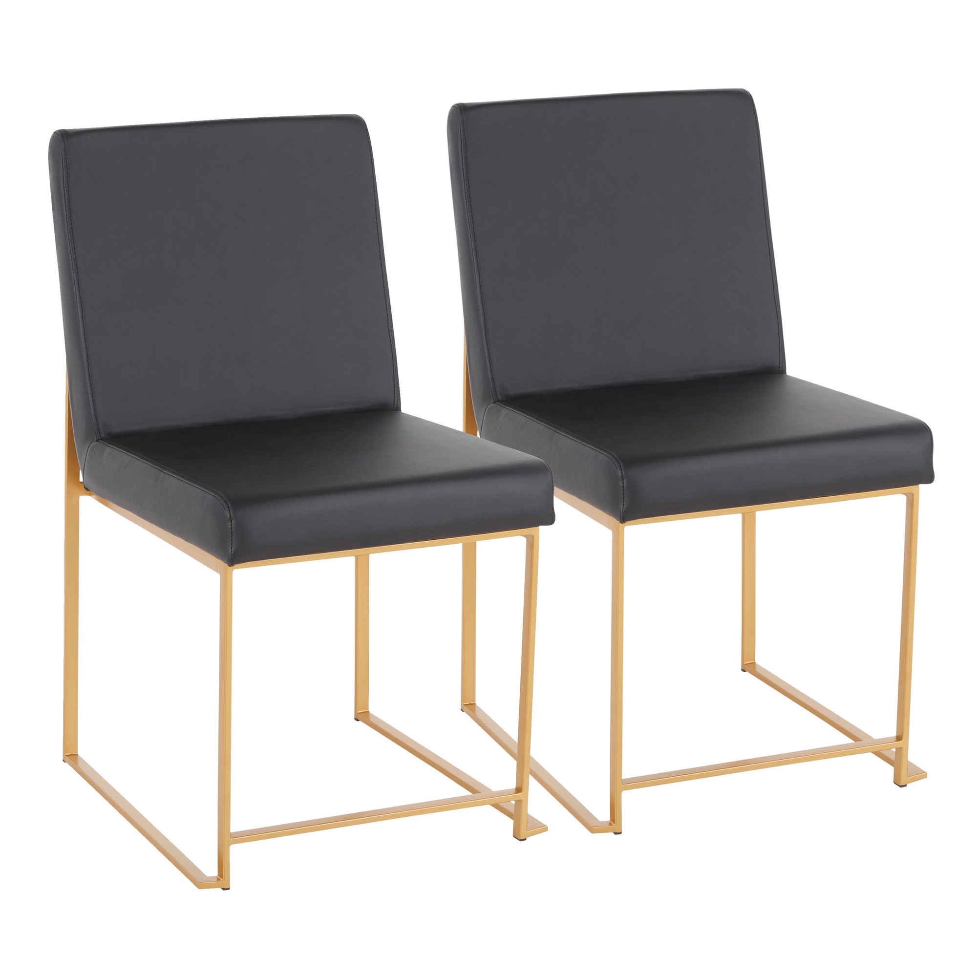 Fuji High Back Black Faux Leather Gold Contemporary Dining Chairs (Set of 2) 7 Fuji High Back Black Faux Leather Gold Contemporary Dining Chairs (Set of 2) - Image 7
