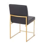 Fuji High Back Black Faux Leather Gold Contemporary Dining Chairs (Set of 2) 24 Fuji High Back Black Faux Leather Gold Contemporary Dining Chairs (Set of 2)