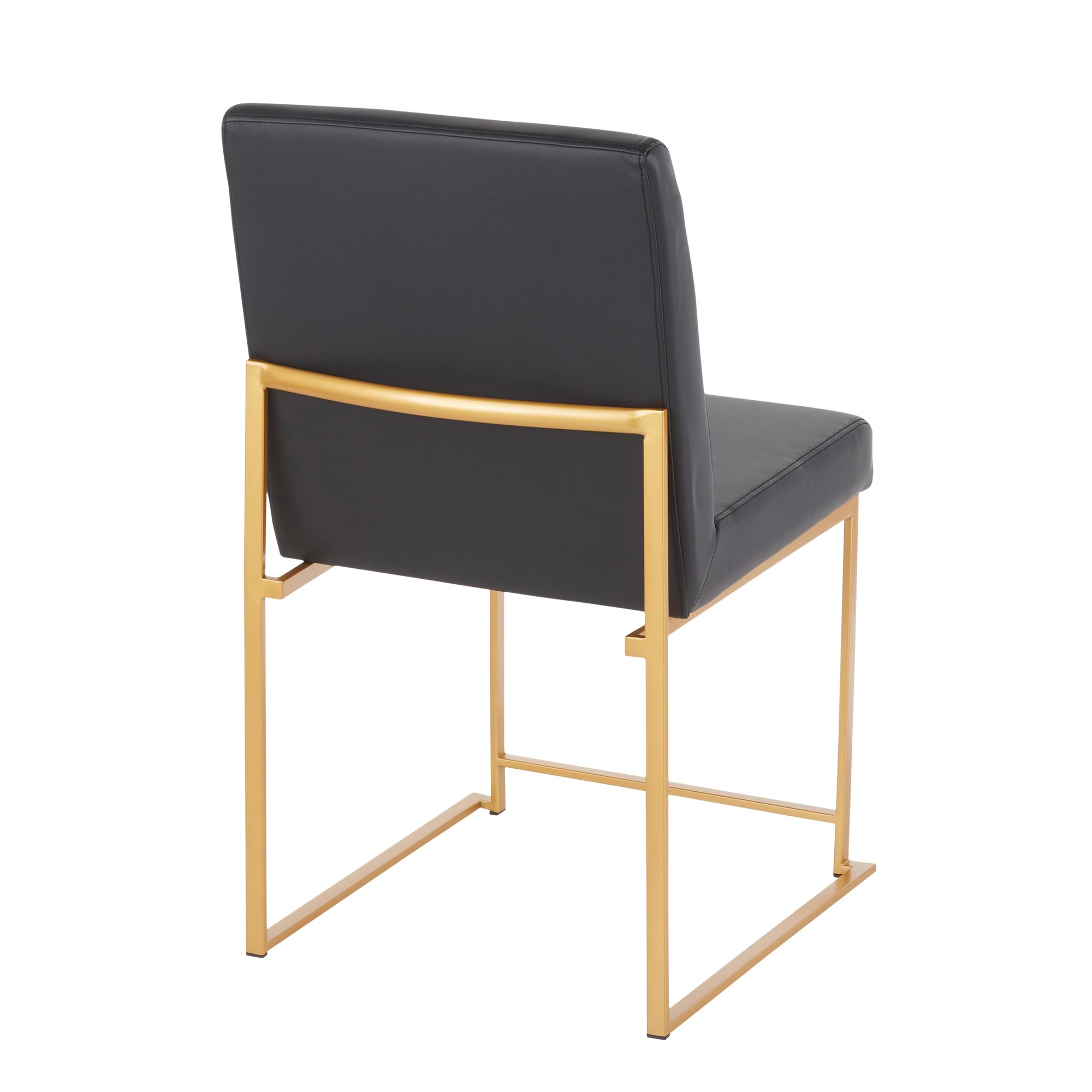 Fuji High Back Black Faux Leather Gold Contemporary Dining Chairs (Set of 2) 10 Fuji High Back Black Faux Leather Gold Contemporary Dining Chairs (Set of 2) - Image 10