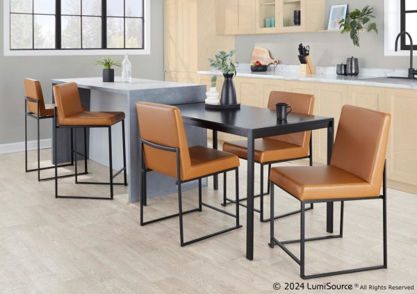 Fuji High Back Contemporary Black and Camel Dining Chairs Set of 2 2