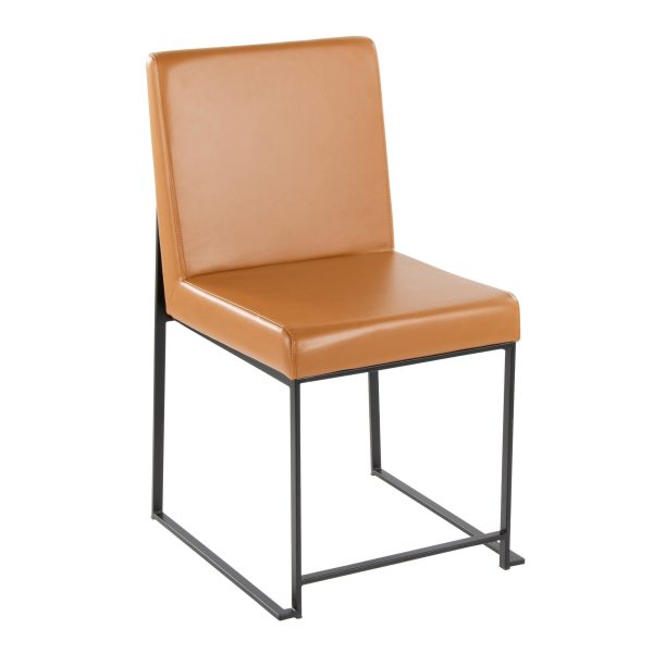 Fuji High Back Contemporary Black and Camel Dining Chairs Set of 2 4