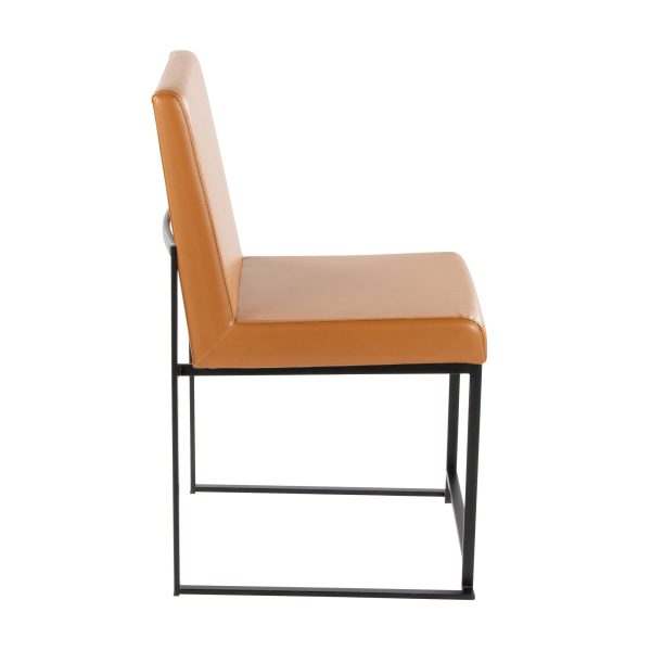 Fuji High Back Contemporary Black and Camel Dining Chairs Set of 2 5