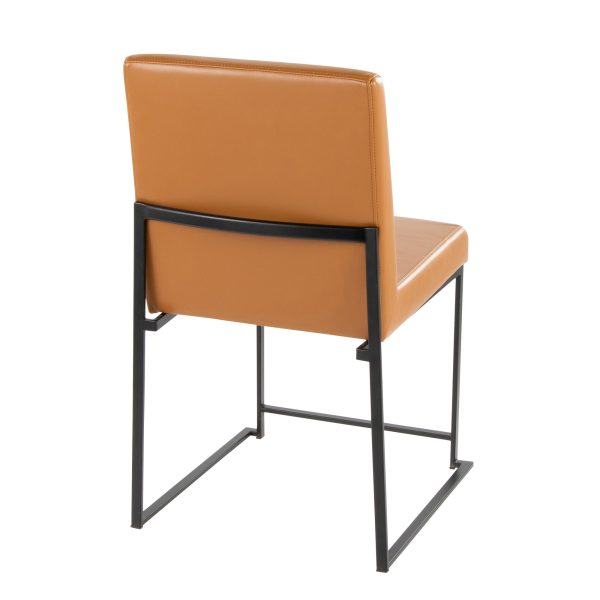 Fuji High Back Contemporary Black and Camel Dining Chairs Set of 2 6
