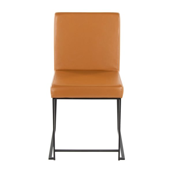 Fuji High Back Contemporary Black and Camel Dining Chairs Set of 2 8
