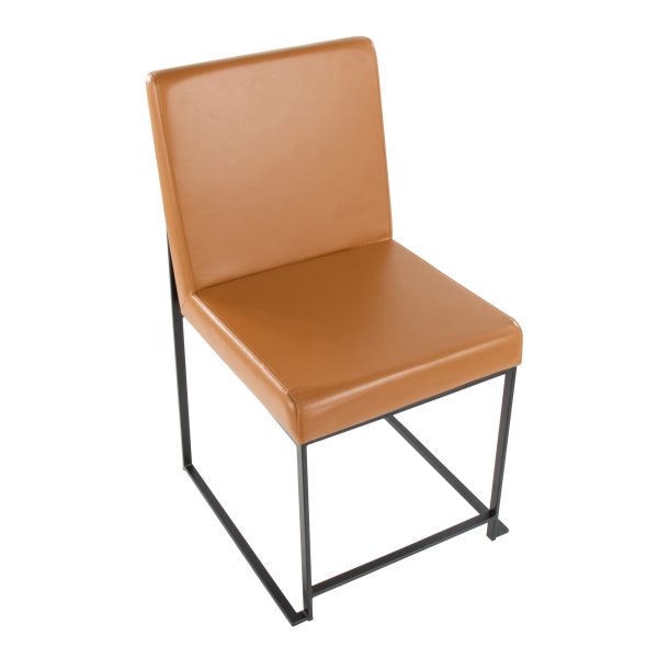 Fuji High Back Contemporary Black and Camel Dining Chairs Set of 2 9