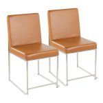 Fuji High Back Contemporary Camel Dining Chairs Brushed Steel (Set of 2) 14 Fuji High Back Contemporary Camel Dining Chairs Brushed Steel (Set of 2)