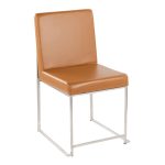 Fuji High Back Contemporary Camel Dining Chairs Brushed Steel (Set of 2) 15 Fuji High Back Contemporary Camel Dining Chairs Brushed Steel (Set of 2)