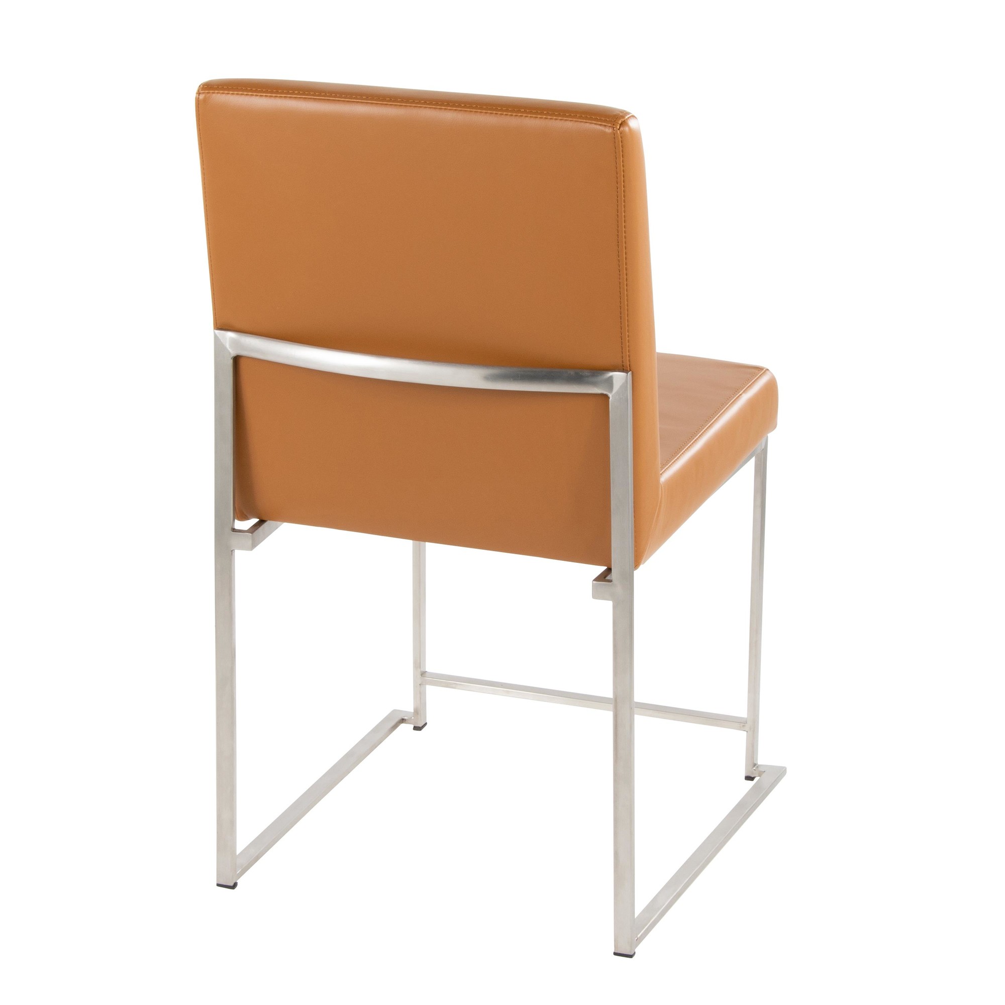 Fuji High Back Contemporary Camel Dining Chairs Brushed Steel (Set of 2) 6 Fuji High Back Contemporary Camel Dining Chairs Brushed Steel (Set of 2) - Image 6