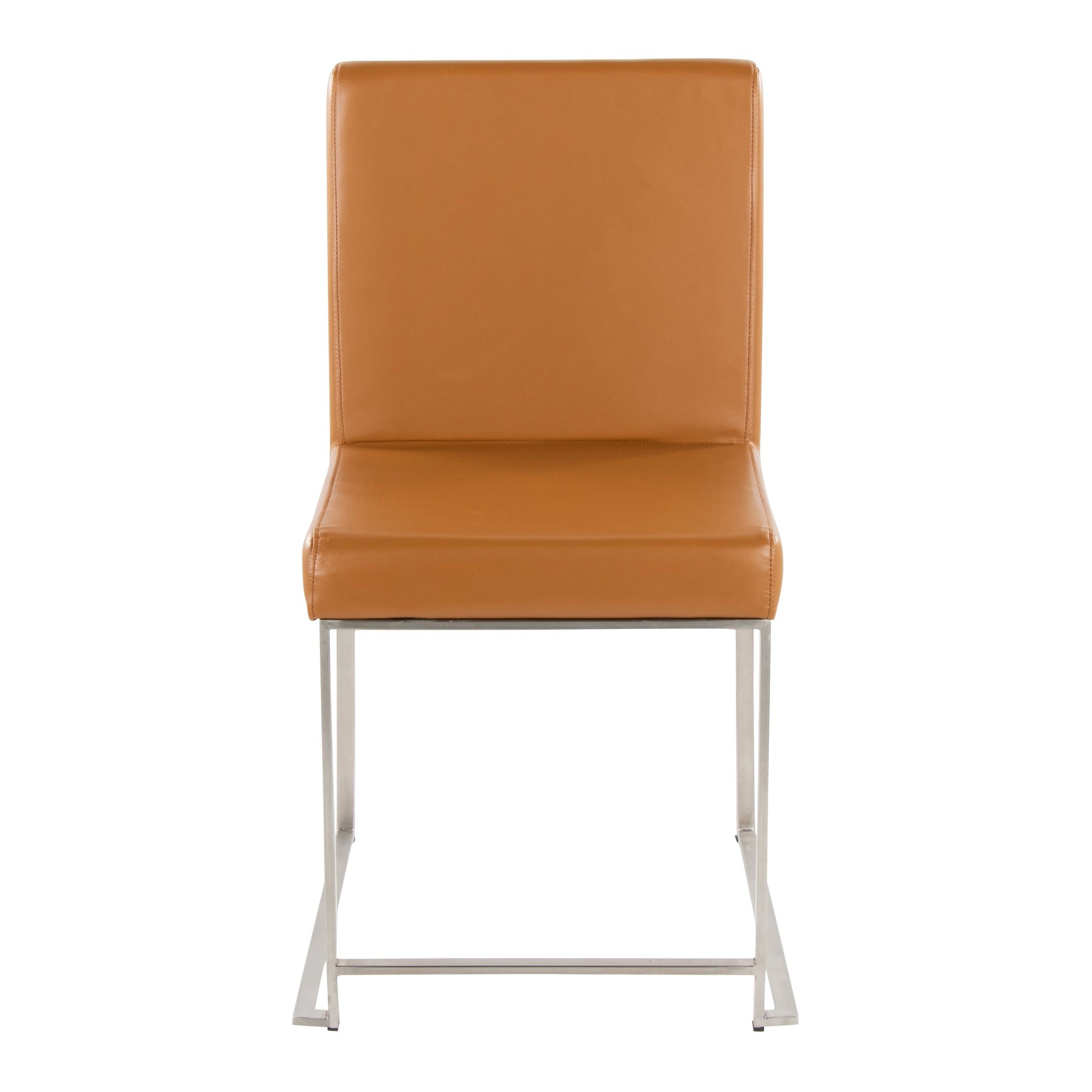 Fuji High Back Contemporary Camel Dining Chairs Brushed Steel (Set of 2) 8 Fuji High Back Contemporary Camel Dining Chairs Brushed Steel (Set of 2) - Image 8