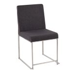 Fuji High Back Contemporary Charcoal Dining Chairs Brushed Steel (Set of 2) 16 Fuji High Back Contemporary Charcoal Dining Chairs Brushed Steel (Set of 2)