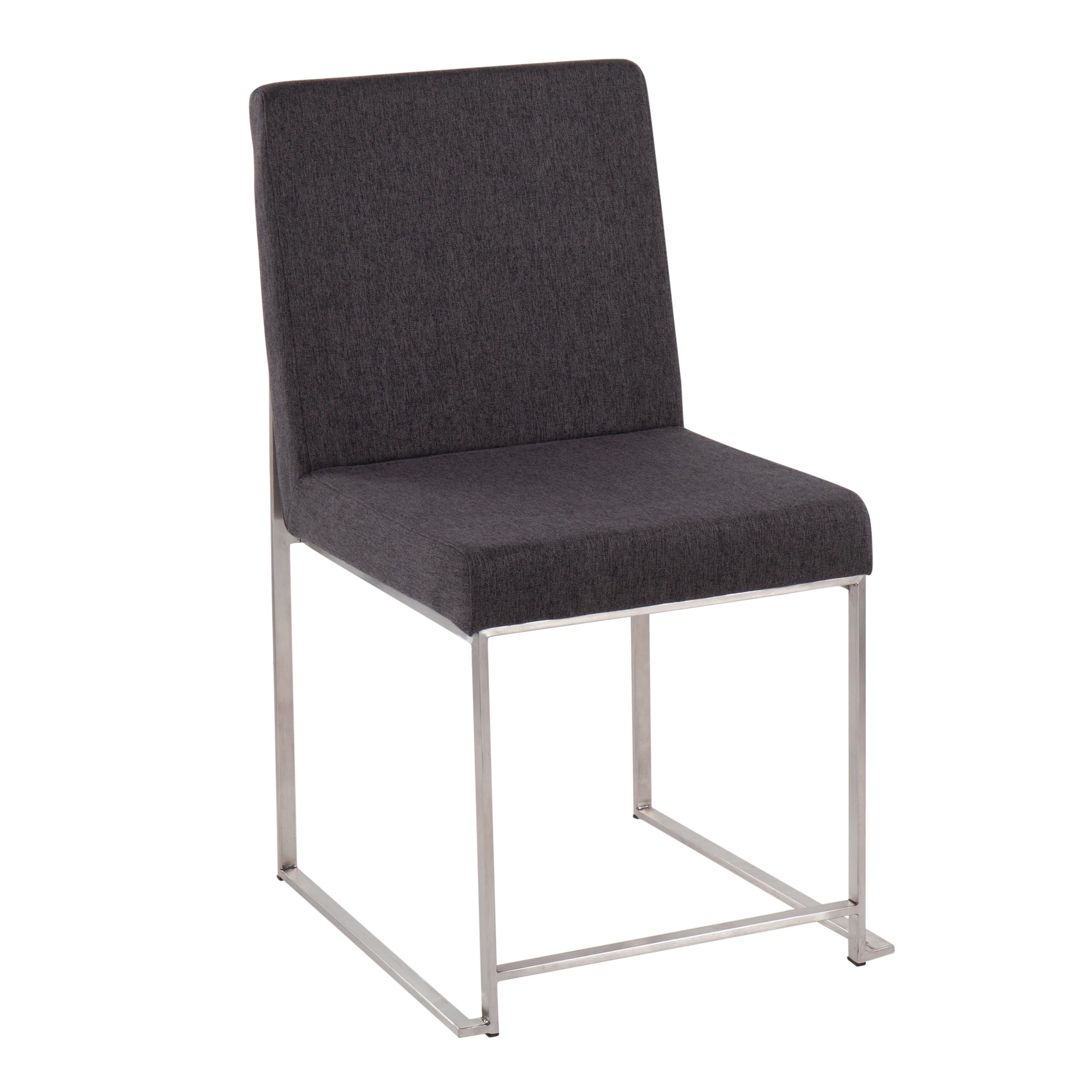 Fuji High Back Contemporary Charcoal Dining Chairs Brushed Steel (Set of 2) 5 Fuji High Back Contemporary Charcoal Dining Chairs Brushed Steel (Set of 2) - Image 5