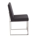 Fuji High Back Contemporary Charcoal Dining Chairs Brushed Steel (Set of 2) 17 Fuji High Back Contemporary Charcoal Dining Chairs Brushed Steel (Set of 2)