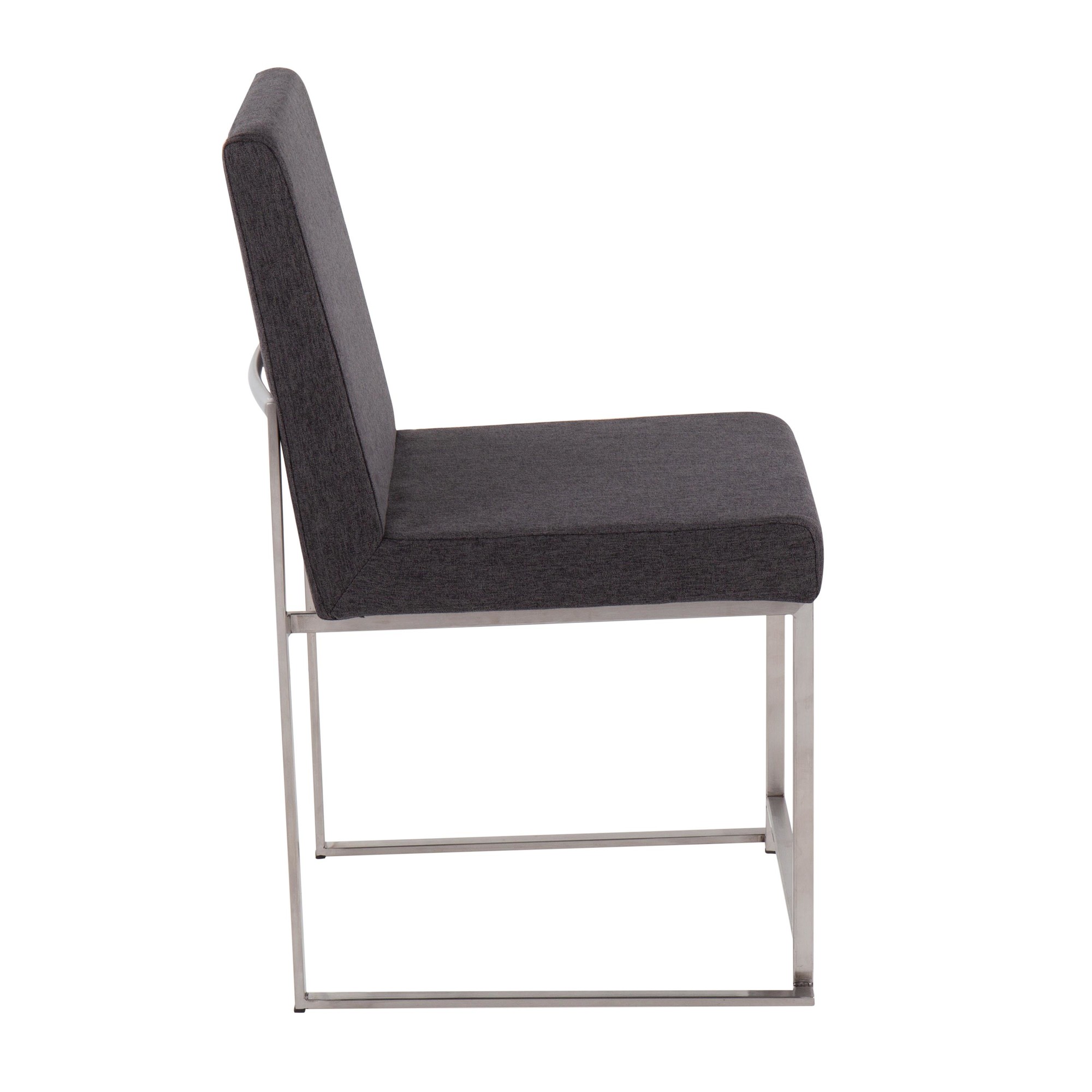 Fuji High Back Contemporary Charcoal Dining Chairs Brushed Steel (Set of 2) 6 Fuji High Back Contemporary Charcoal Dining Chairs Brushed Steel (Set of 2) - Image 6