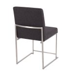 Fuji High Back Contemporary Charcoal Dining Chairs Brushed Steel (Set of 2) 18 Fuji High Back Contemporary Charcoal Dining Chairs Brushed Steel (Set of 2)