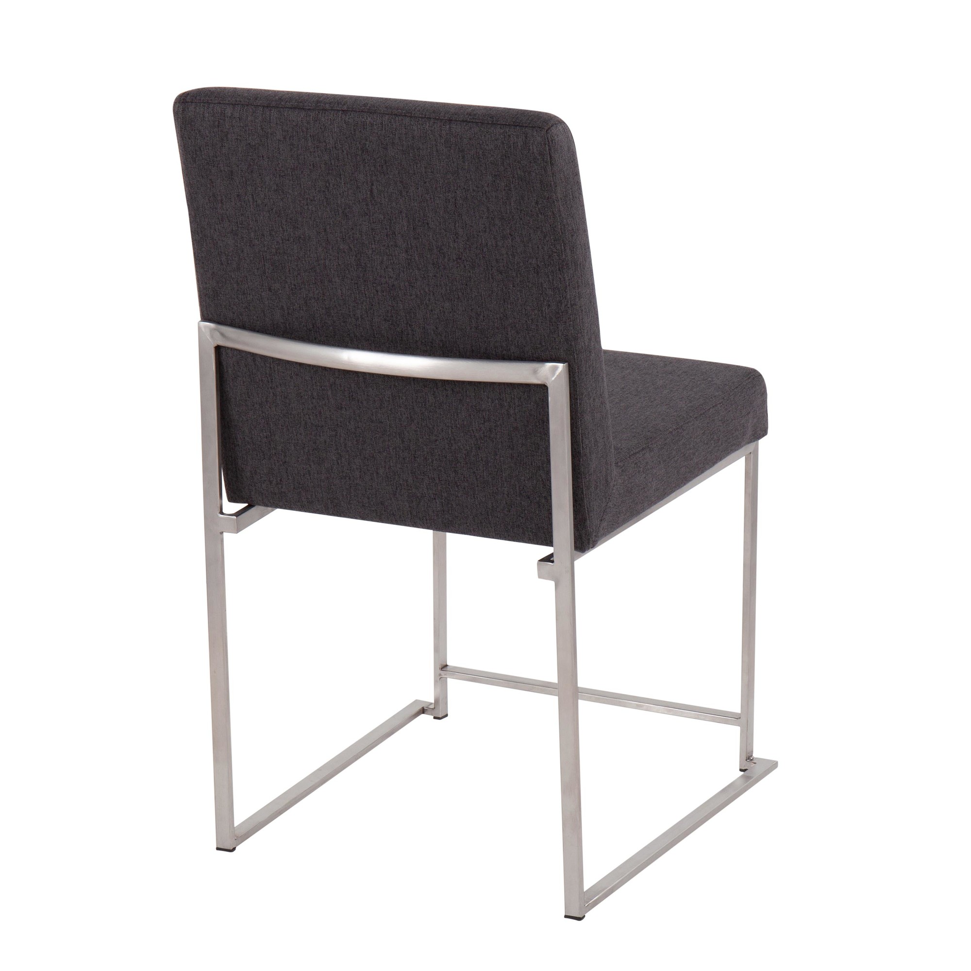 Fuji High Back Contemporary Charcoal Dining Chairs Brushed Steel (Set of 2) 7 Fuji High Back Contemporary Charcoal Dining Chairs Brushed Steel (Set of 2) - Image 7